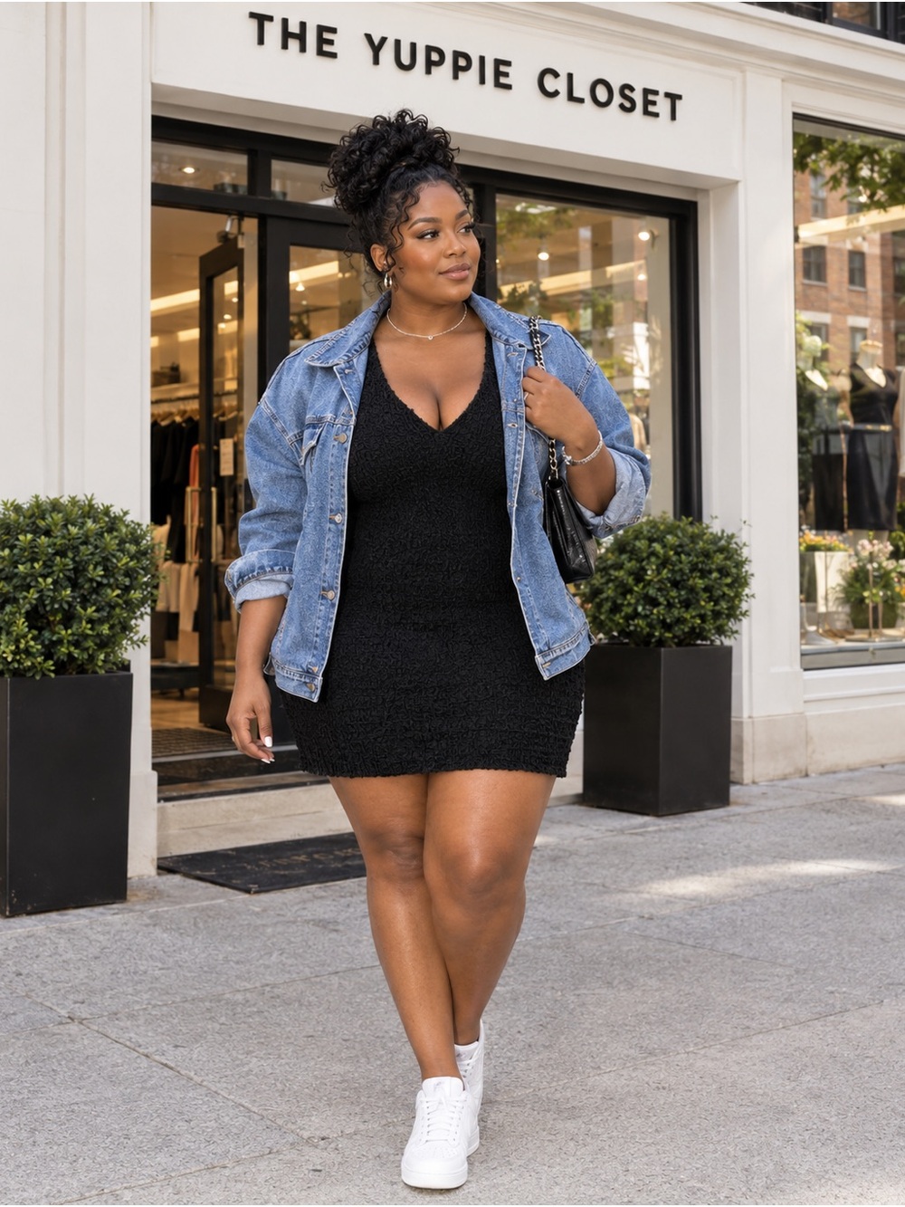 NWT Bar III Black Textured V-Neck Sleeveless Plissé Bodycon Dress Plus Size 2X